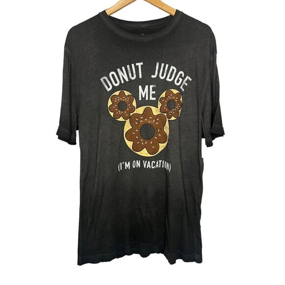 Disney Parks Men’s Small Mickey Mouse T-Shirt Brown Short Sleeve Donut Judge Me - Picture 1 of 5